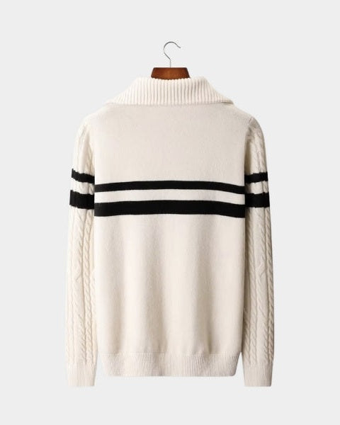 Męski sweter z wełny merino na jesień, dzianinowy sweter z zamkiem do połowy