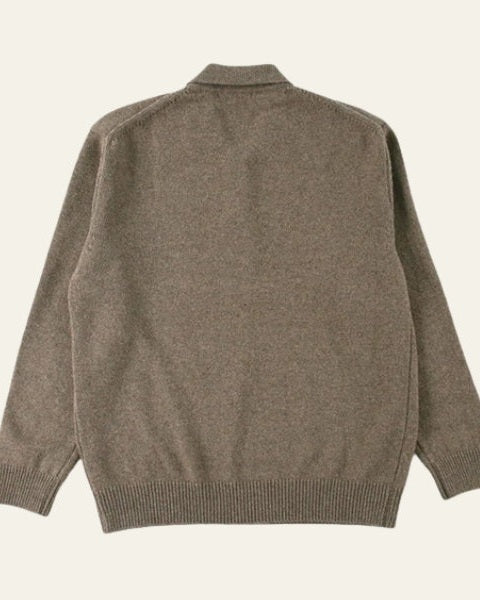 Męski sweter polo bawełniany miękka dzianina jesienny z guzikiem