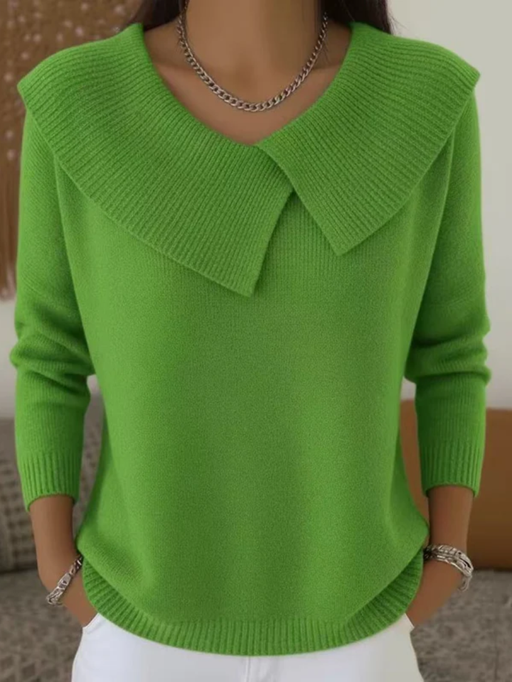 Sweter damski z dzianiny z klasycznym dekoltem na jesień do codziennych stylizacji