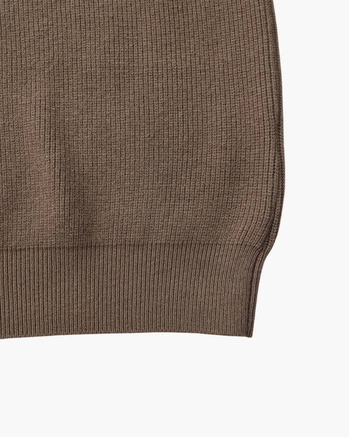 Męski sweter wełniany z zamkiem pod szyją prążkowany jesień smart casual