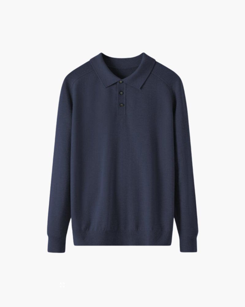 Męska koszulka polo z długim rękawem wełniana elegancka jesienna