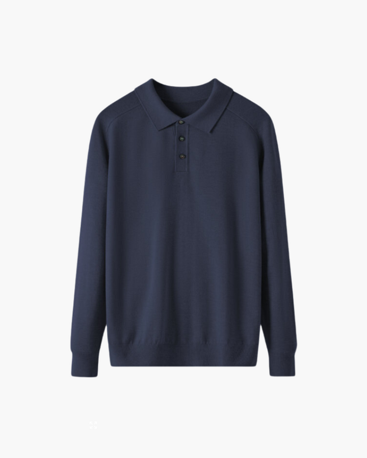 Męska koszulka polo z długim rękawem wełniana elegancka jesienna