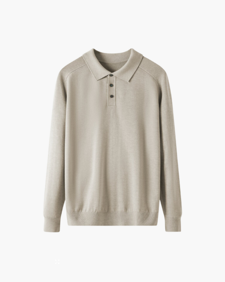 Męska koszulka polo z długim rękawem wełniana elegancka jesienna