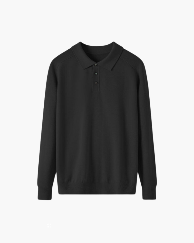 Męska koszulka polo z długim rękawem wełniana elegancka jesienna