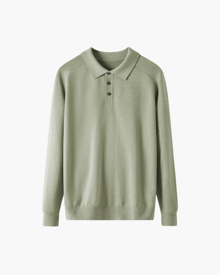 Męska koszulka polo z długim rękawem wełniana elegancka jesienna