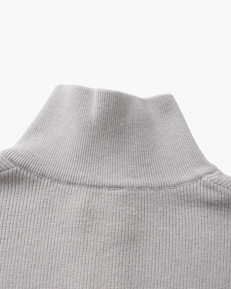 Męski sweter wełniany z zamkiem pod szyją prążkowany jesień smart casual