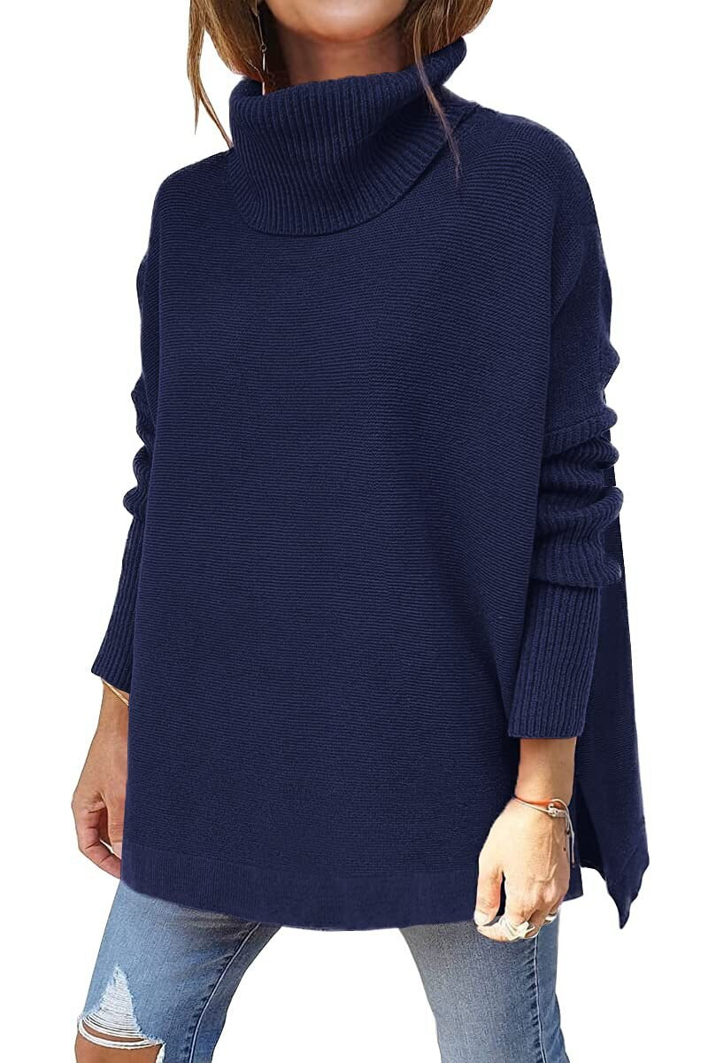 Sweter damski wełniany golf oversize ciepły klasyczny na jesień zimę luźny
