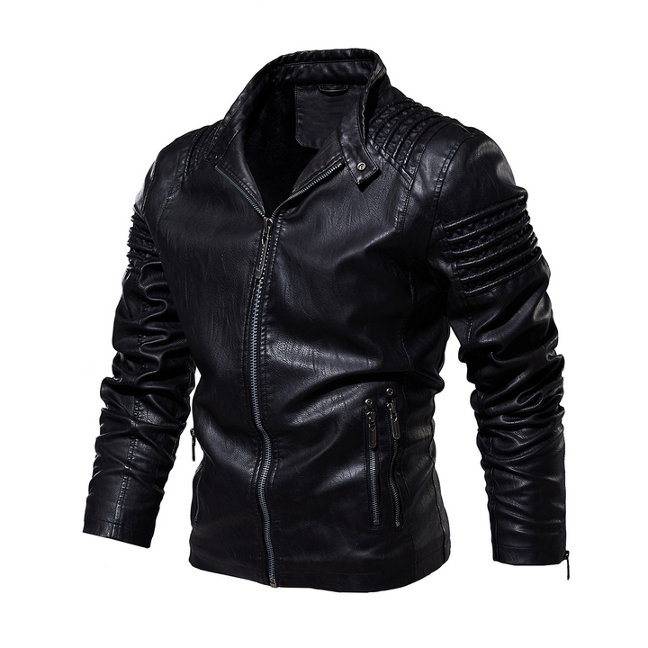 Men's leather jacket for spring lightweight biker jacket casual fitted stylish