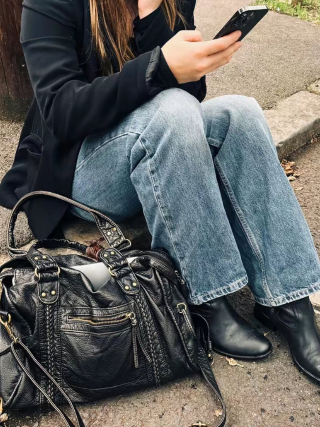 Damska torba skórzana do pracy na laptopa jesienna miejska