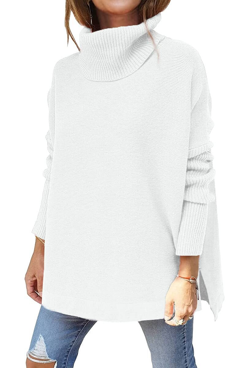 Sweter damski wełniany golf oversize ciepły klasyczny na jesień zimę luźny