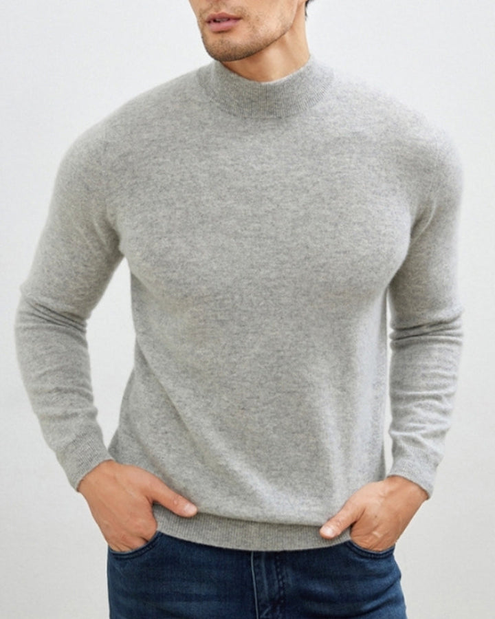 Męski golf wełniany dopasowany sweter dzianinowy jesienny elegante