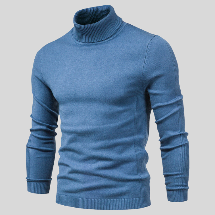 Sweter męski z golfem wełniany elegancki slim fit na jesień i zimę casualowy