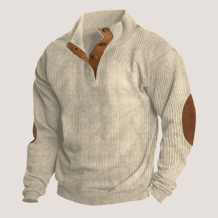 Sweter męski wełniany z kołnierzem wiosenny pulower męski casualowy dzianinowy
