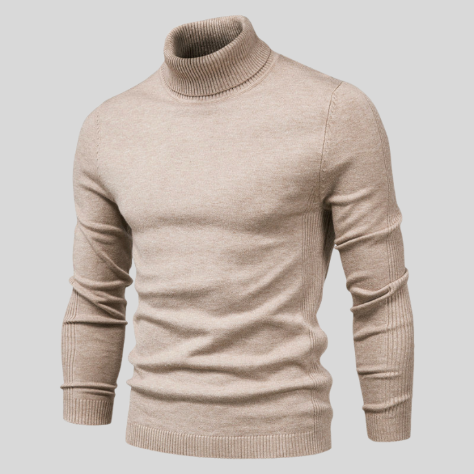 Sweter męski z golfem wełniany elegancki slim fit na jesień i zimę casualowy