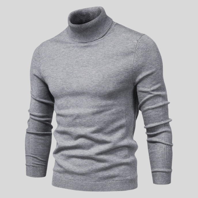 Sweter męski z golfem wełniany elegancki slim fit na jesień i zimę casualowy