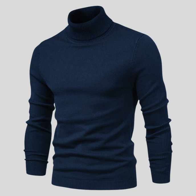 Sweter męski z golfem wełniany elegancki slim fit na jesień i zimę casualowy