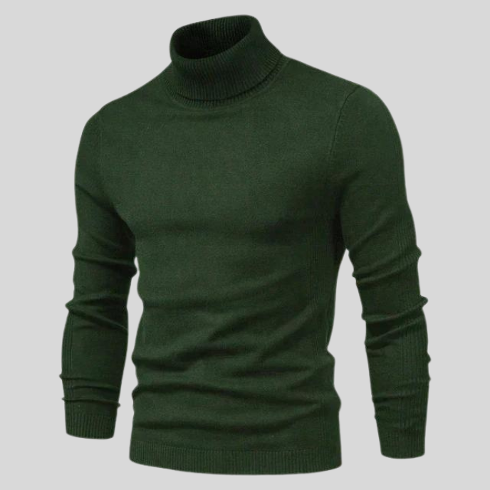 Sweter męski z golfem wełniany elegancki slim fit na jesień i zimę casualowy