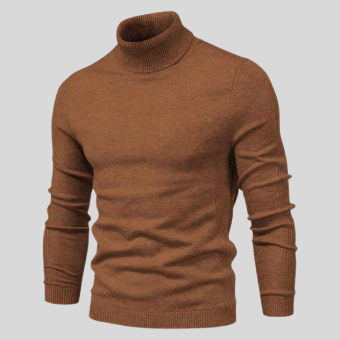 Sweter męski z golfem wełniany elegancki slim fit na jesień i zimę casualowy
