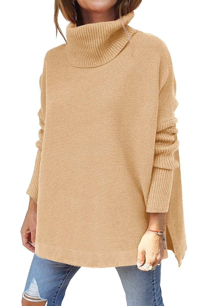 Sweter damski wełniany golf oversize ciepły klasyczny na jesień zimę luźny