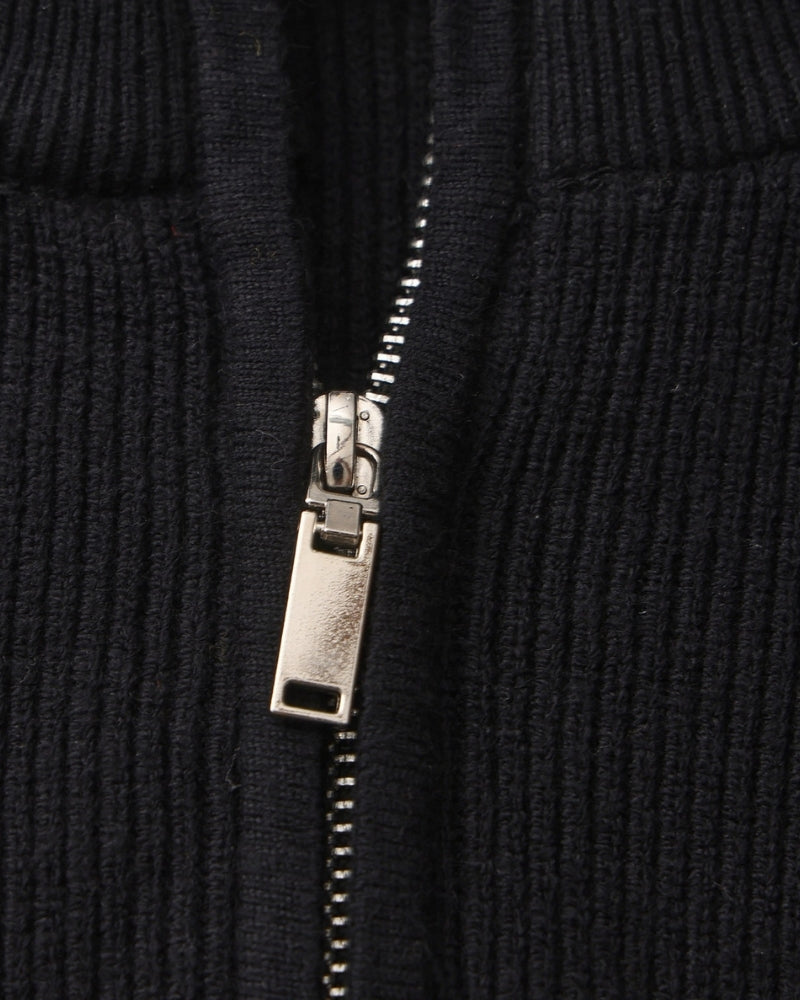 Męski sweter wełniany z zamkiem pod szyją prążkowany jesień smart casual