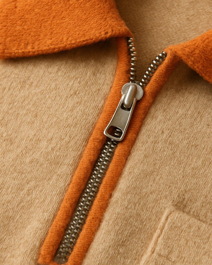 Męski sweter kaszmirowy z zamkiem pod szyją jesienny elegancki