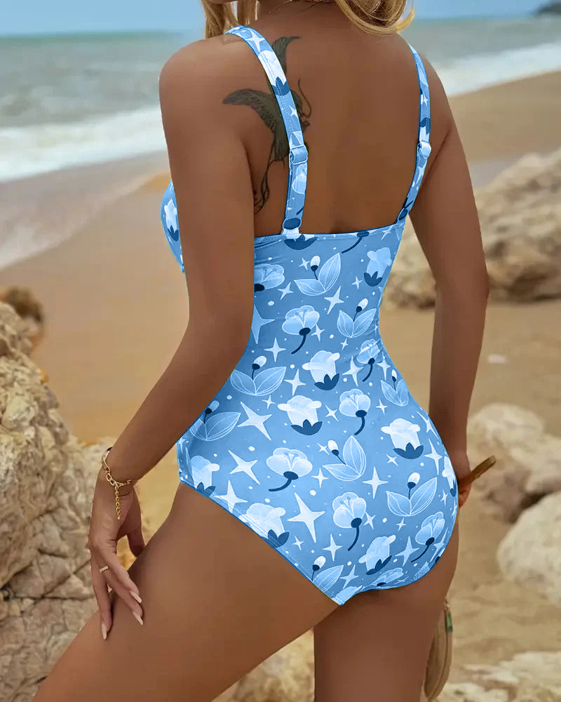 Dwuczęściowy strój kąpielowy tankini damski szybkoschnący z nadrukiem na lato