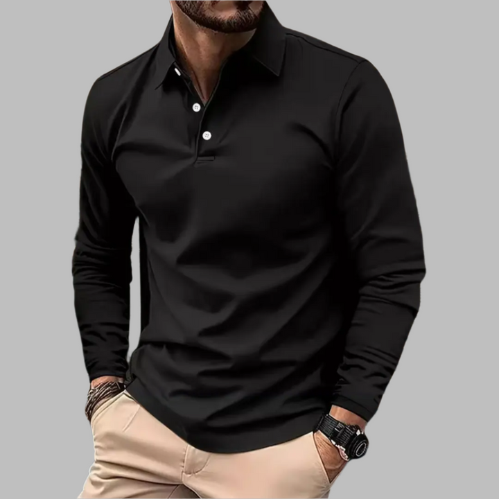 Koszulka polo męska bawełniana z długim rękawem na wiosnę elegancka casualowa