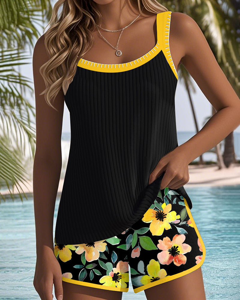 Strój kąpielowy tankini damski z spodenkami kąpielowymi modelujący sylwetkę na lato