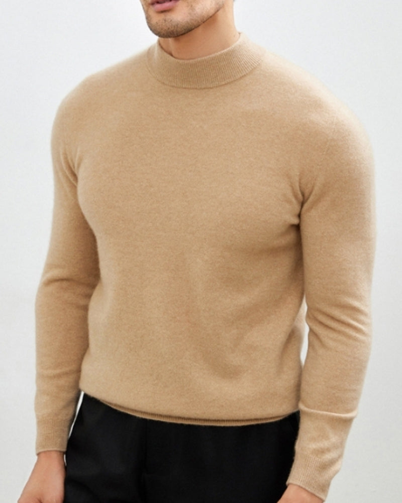 Męski golf wełniany dopasowany sweter dzianinowy jesienny elegante