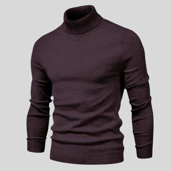 Sweter męski z golfem wełniany elegancki slim fit na jesień i zimę casualowy