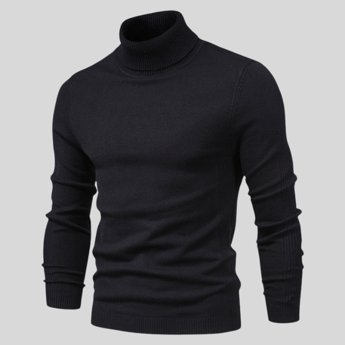 Sweter męski z golfem wełniany elegancki slim fit na jesień i zimę casualowy