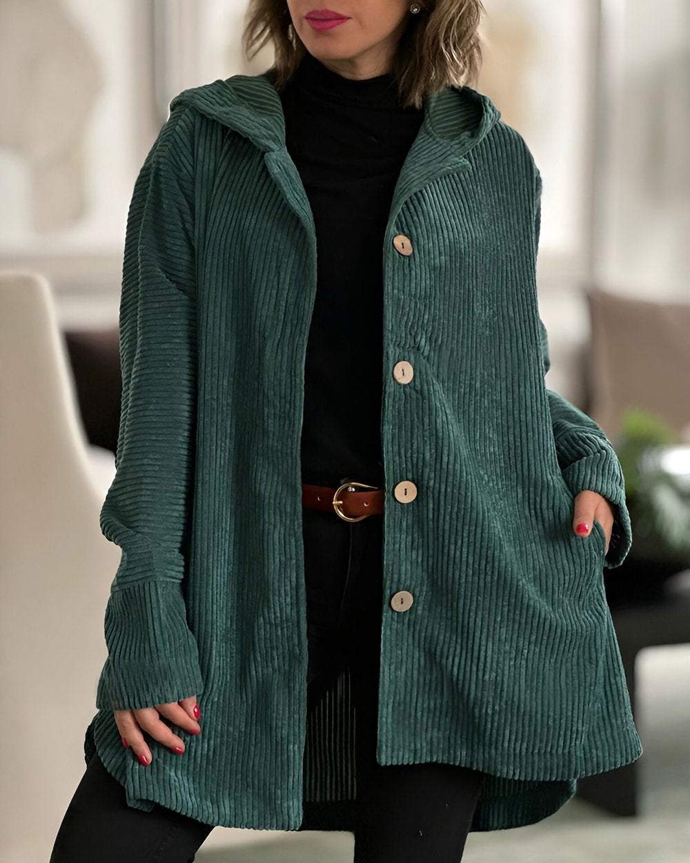 Kurtka damska wełniana przejściowa na wiosnę elegancka lekka oversize casualowa