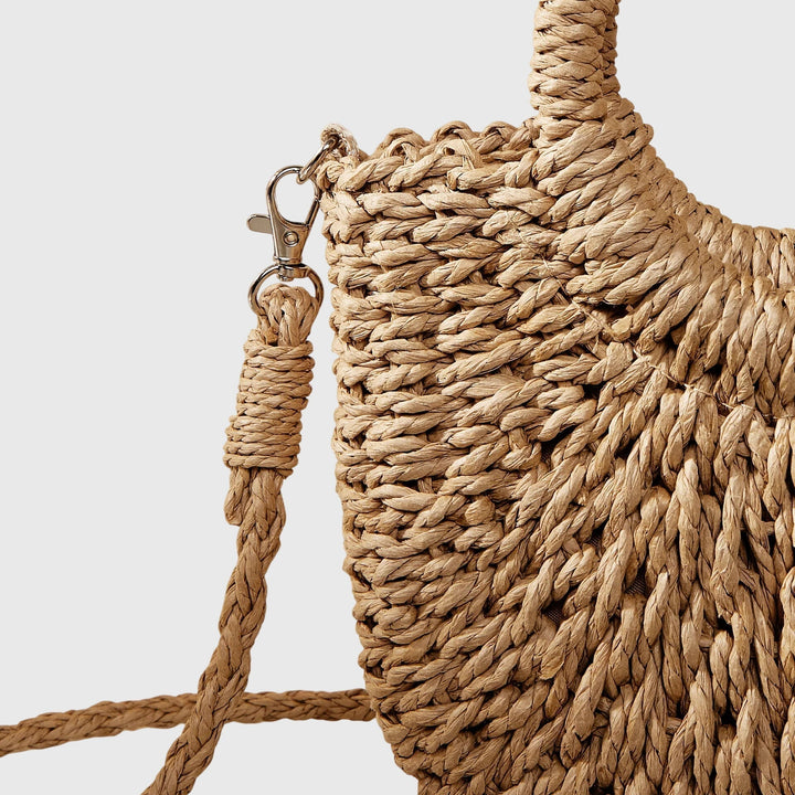 Mala de ombro feminina de palha para o verão – mala de praia trançada tipo shopper para férias