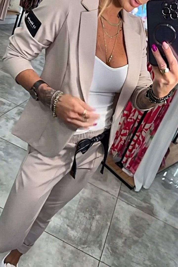 Dámský bavlněný kostým – sako a kalhoty na jaro a léto elegantní komplet