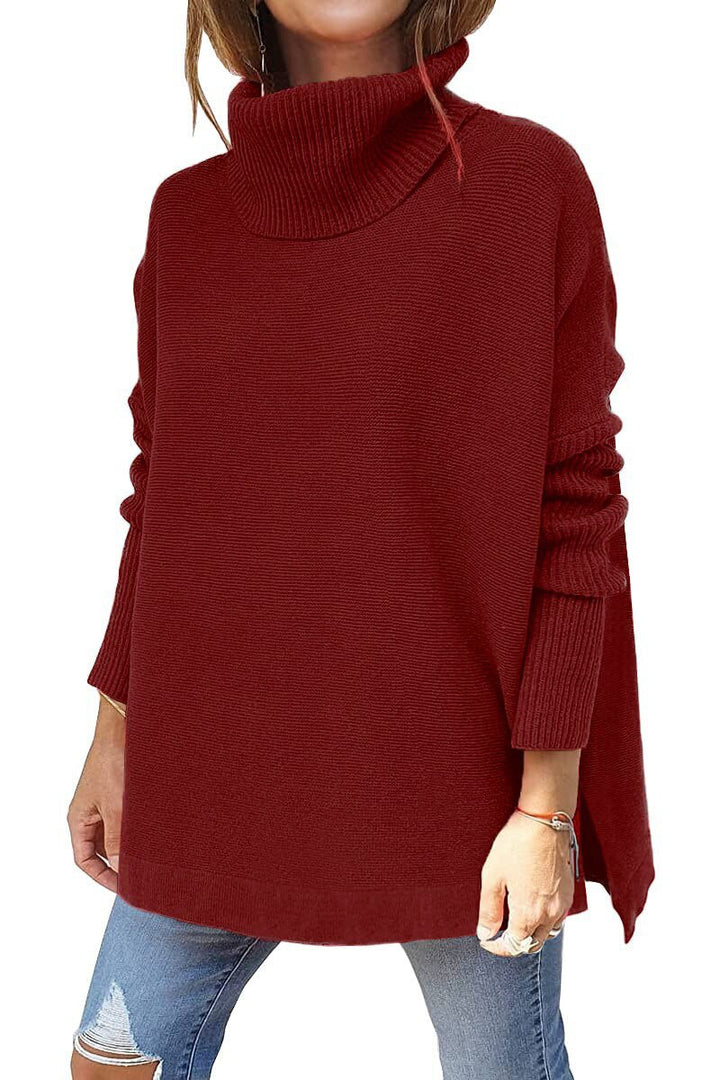 Sweter damski wełniany golf oversize ciepły klasyczny na jesień zimę luźny