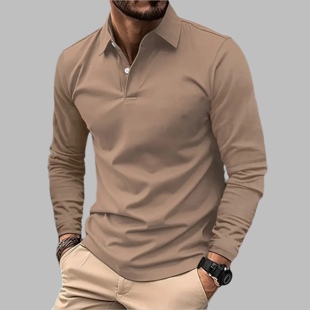 Koszulka polo męska bawełniana z długim rękawem na wiosnę elegancka casualowa