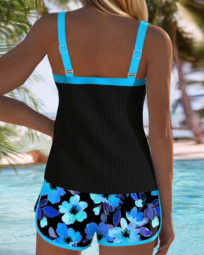 Strój kąpielowy tankini damski z spodenkami kąpielowymi modelujący sylwetkę na lato