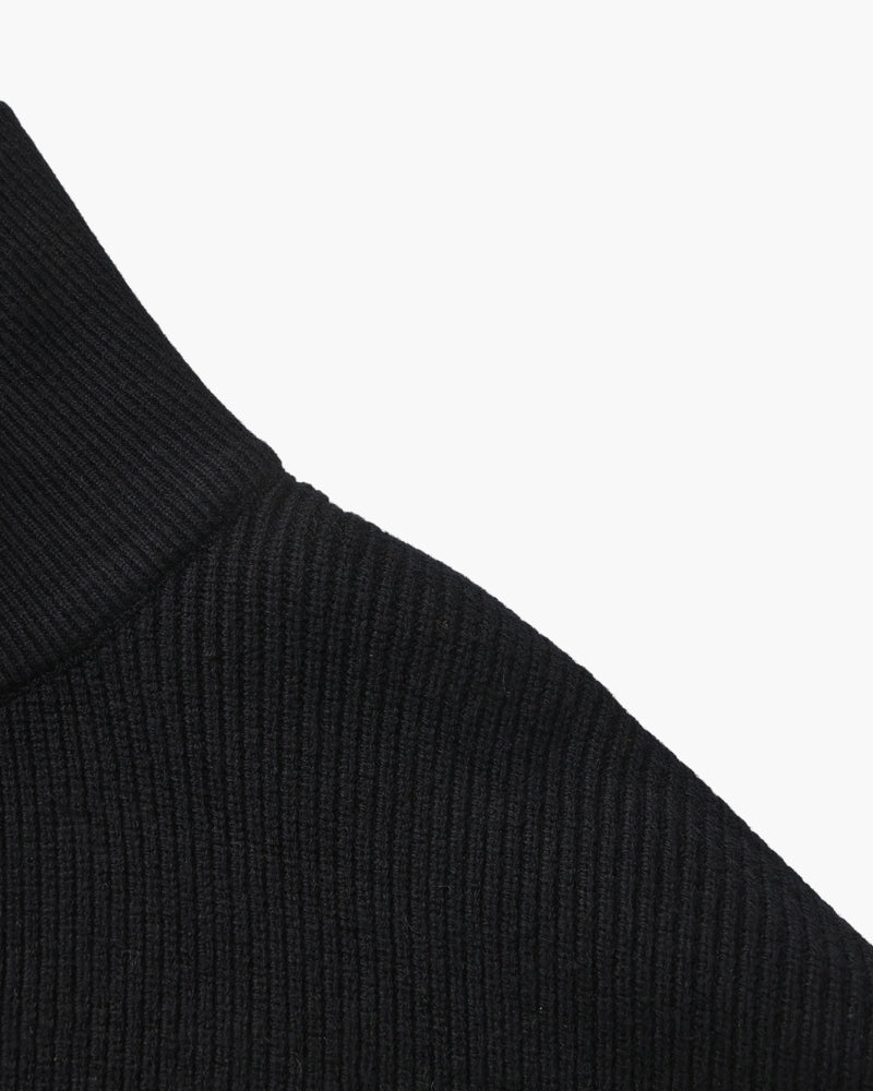 Męski sweter wełniany z zamkiem pod szyją prążkowany jesień smart casual