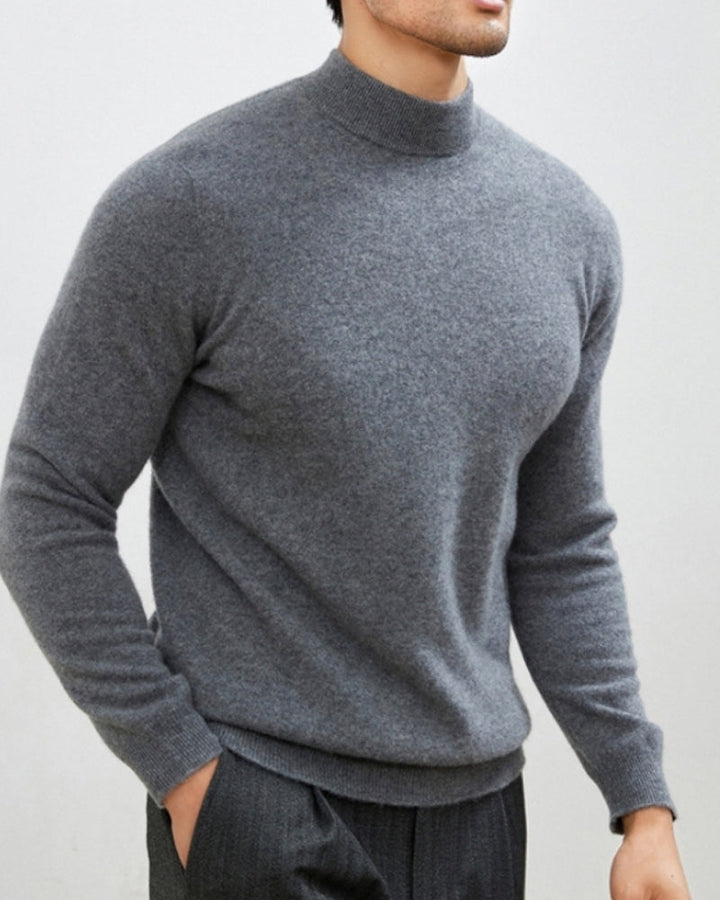 Męski golf wełniany dopasowany sweter dzianinowy jesienny elegante
