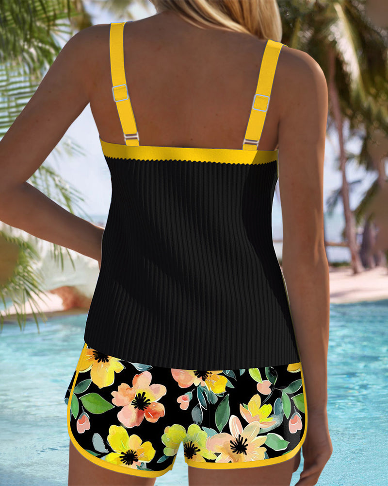 Strój kąpielowy tankini damski z spodenkami kąpielowymi modelujący sylwetkę na lato