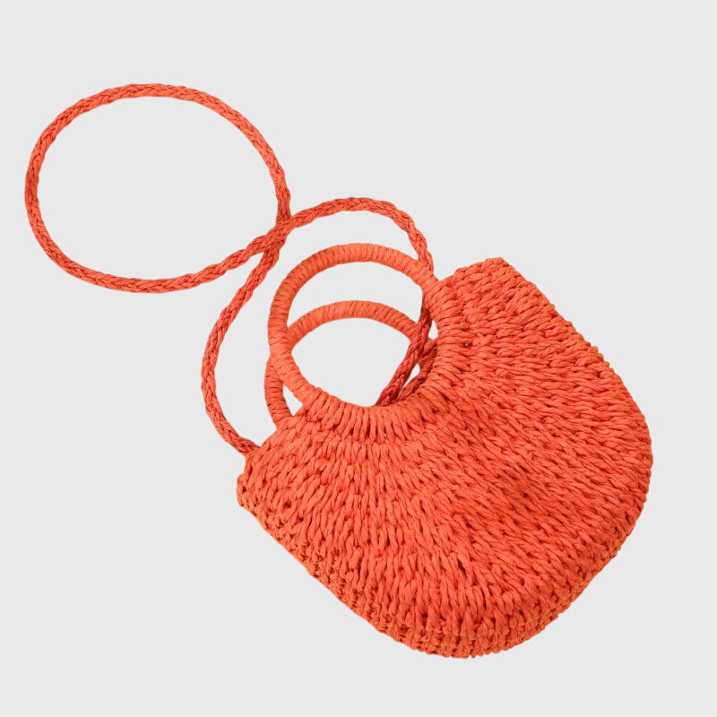 Mala de ombro feminina de palha para o verão – mala de praia trançada tipo shopper para férias