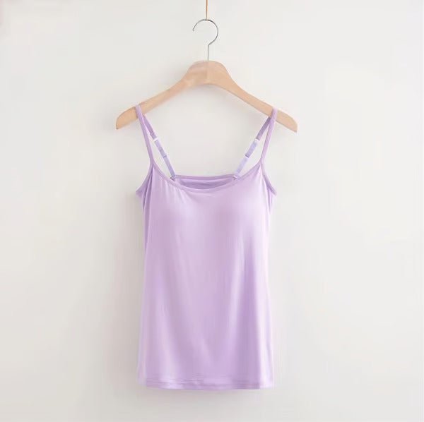 Top damski z wbudowanym biustonoszem z modalu i elastanu casual na lato 70 chars?