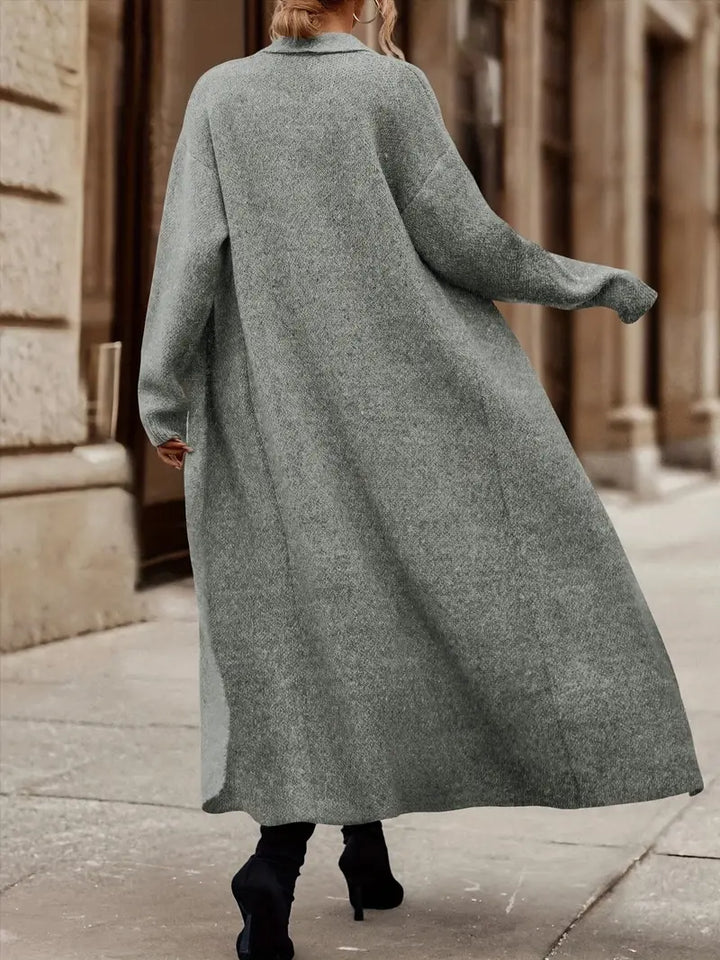 Kardigan damski długi wełniany wiosenny elegancki sweter damski narzutka knit