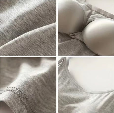 Top damski z wbudowanym biustonoszem z modalu i elastanu casual na lato 70 chars?