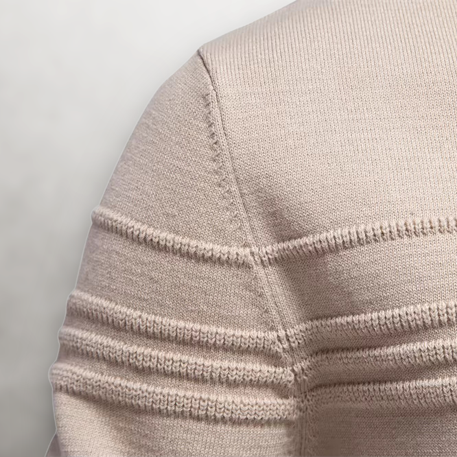Męski sweter wełniany okrągły dekolt prążkowany jesienny casual
