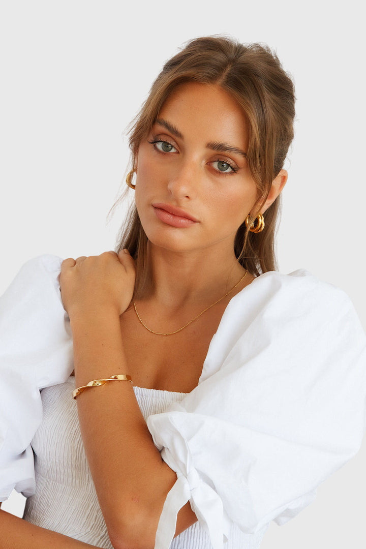 Pulseira feminina rígida banhada a ouro deslizante de outono