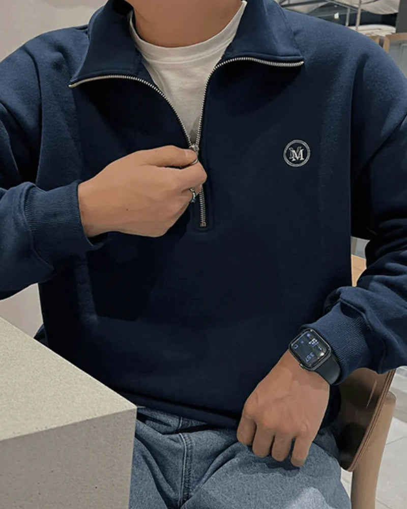 Męska bluza bawełniana rozpinana z stójką jesienna rozpinana casual