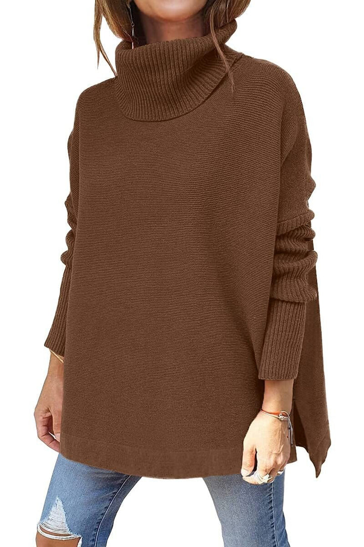 Sweter damski wełniany golf oversize ciepły klasyczny na jesień zimę luźny