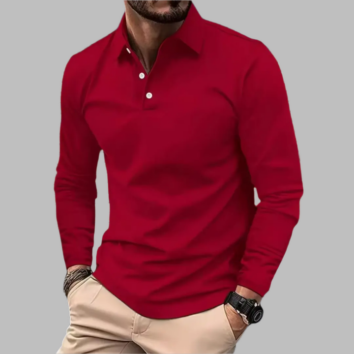Koszulka polo męska bawełniana z długim rękawem na wiosnę elegancka casualowa