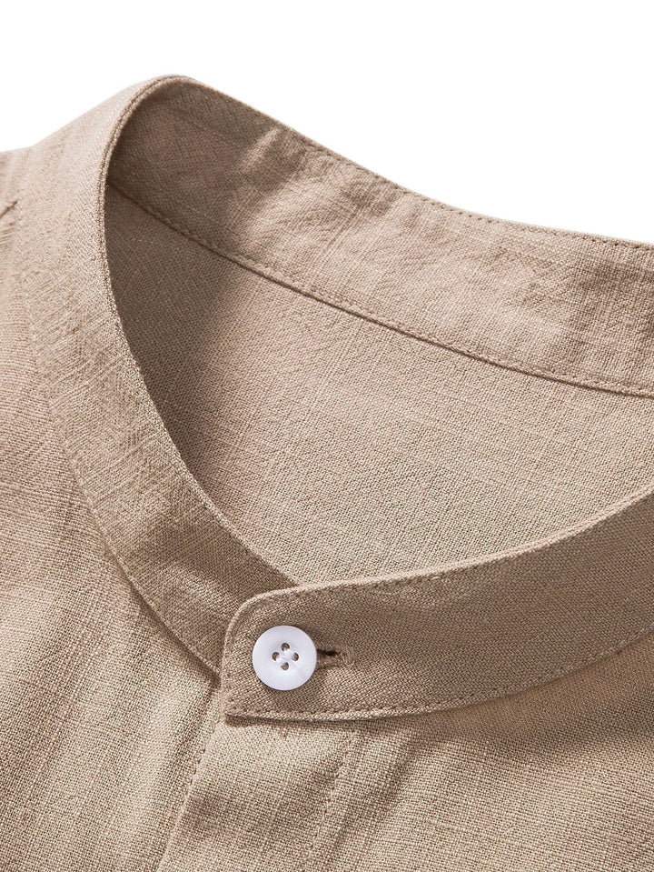 Conjunto masculino de linho camisa e calças respiráveis verão 2026